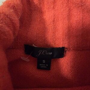 J. Crew Bold Orange And Brown Colorblock Turtleneck Sweater